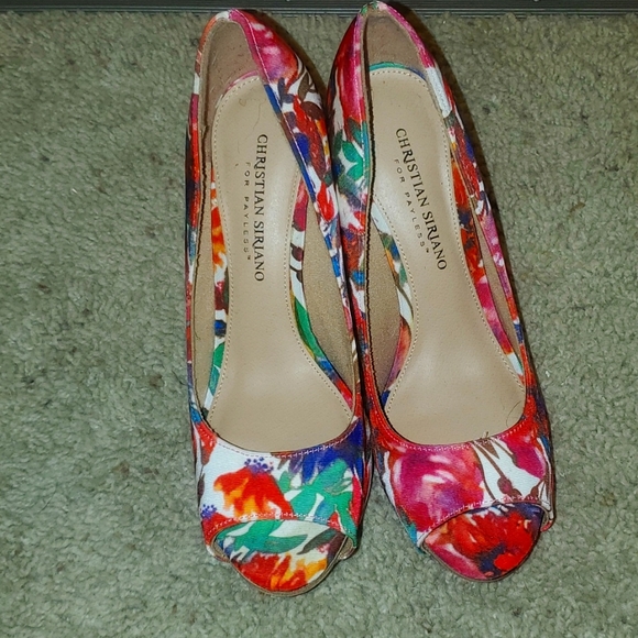 Christian Siriano, Size 7, Pink Floral Heel - Picture 1 of 4